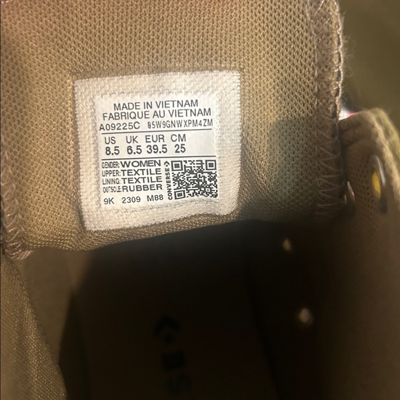 Converse All Star High Top Olive Green Sneakers with Pink and white trim - Picture 10 of 10